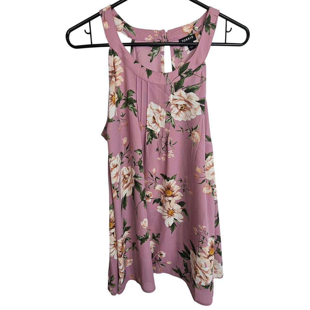 Torrid Floral Georgette Halter Tank Plus Size 00X Cottagecore Romantic Wedding